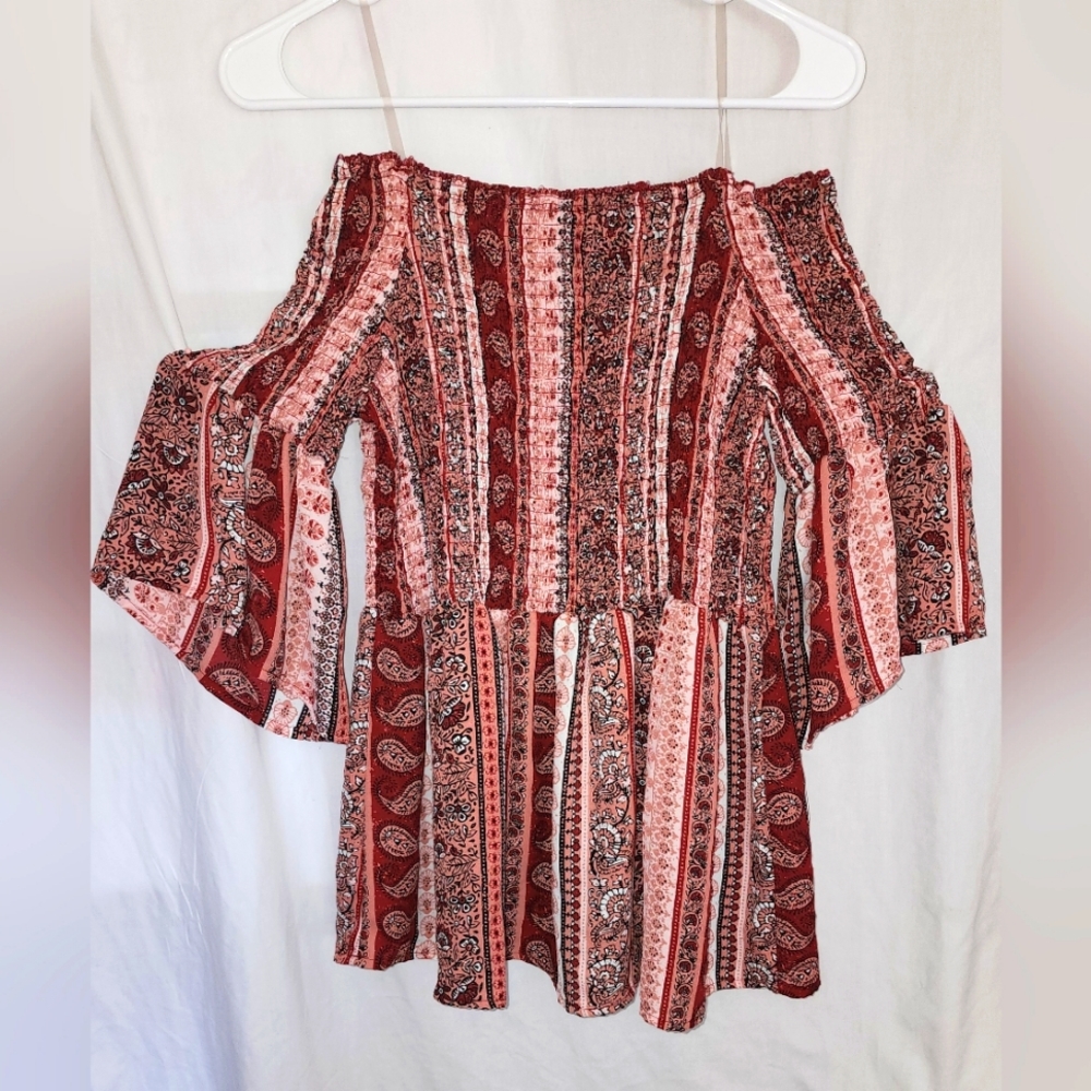 No Comment NY-LA 3X Stretch Top Flair Bottom Off of The Shoulder Bell Sleeve Top